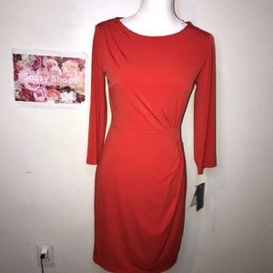 NWT donna ricco red coral color dress size 8
